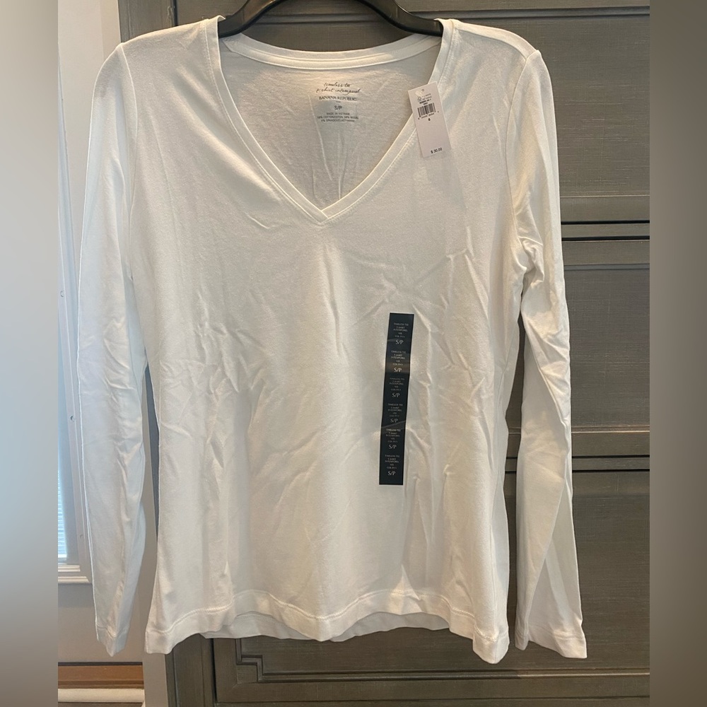 Banana Republic Timeless T-Shirt White Long Sleeves Size S